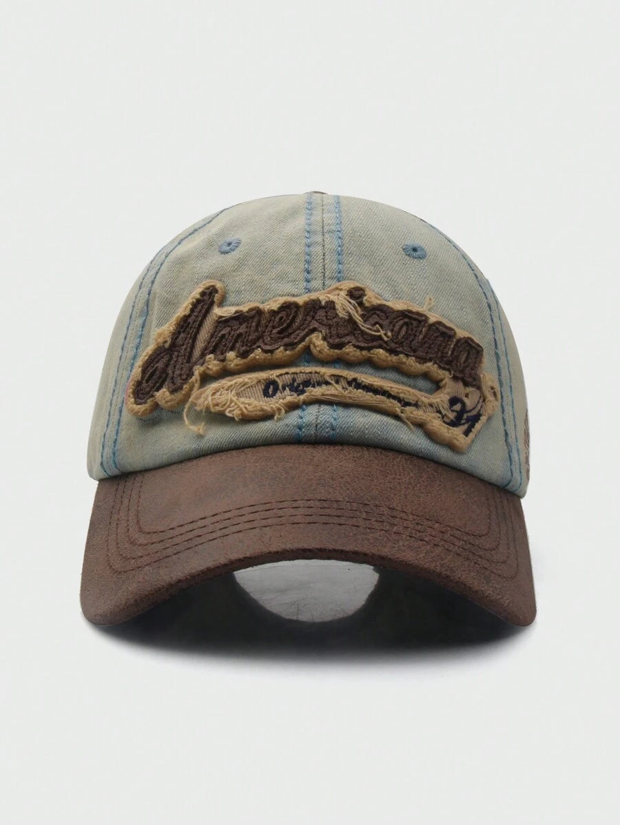 Casquette Americana Denim bleu marine jeans brunne marron de face