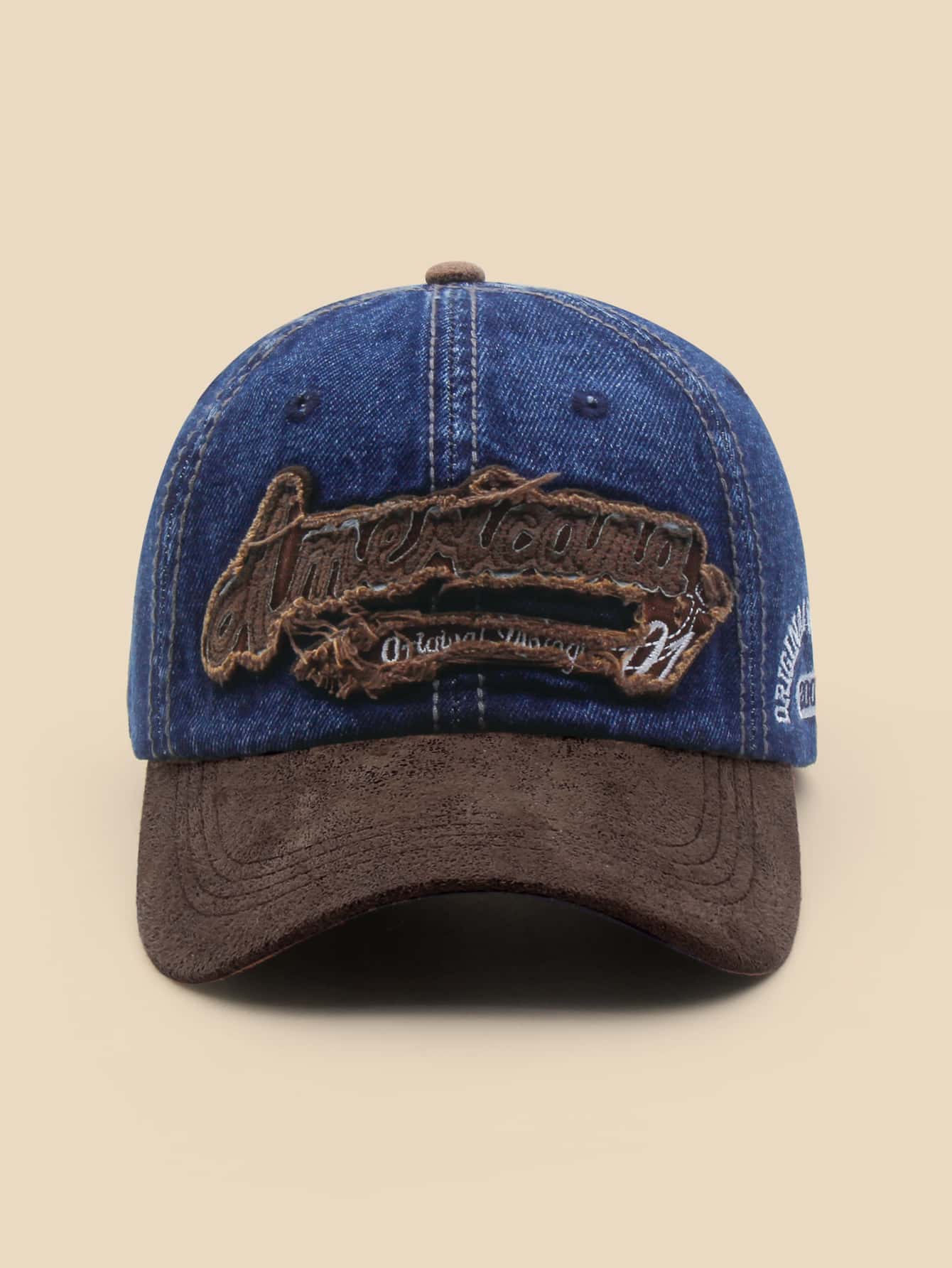 Casquette Americana Denim bleu marron de face