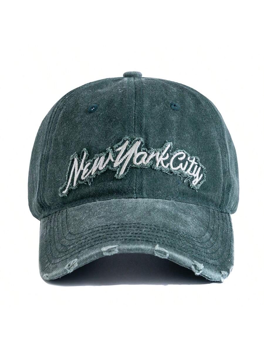 Casquette new-york city brodee verte face
