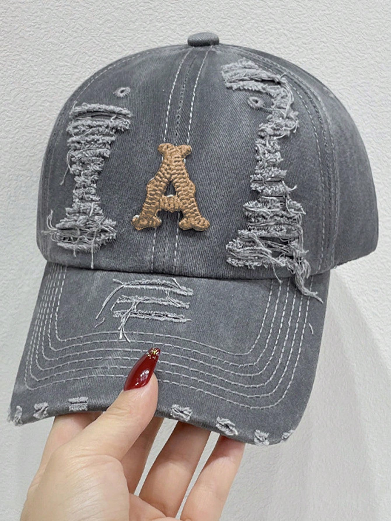 casquette Aether brodee efilochee grise