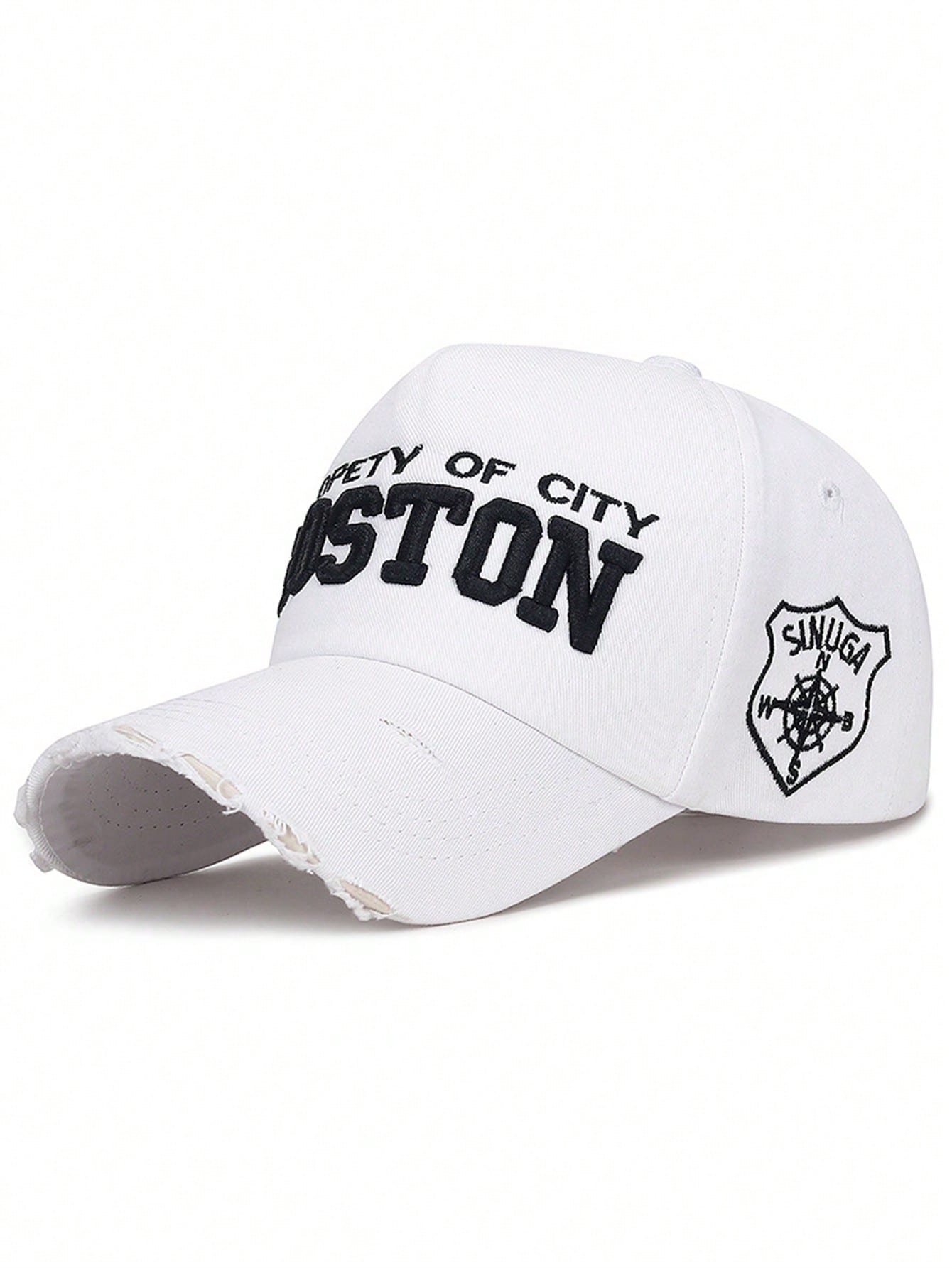 casquette boston city brodee et efilochee blanche