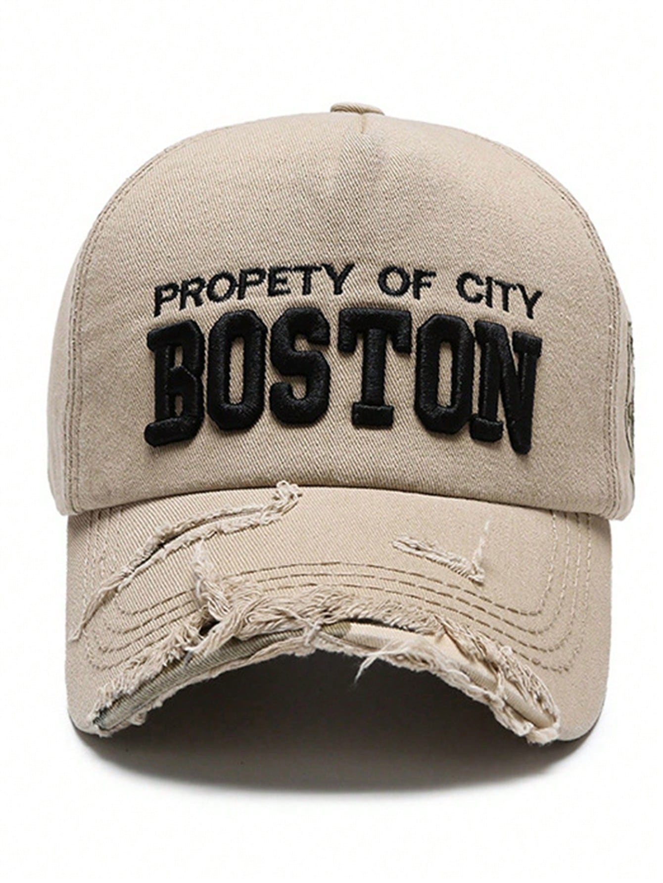 casquette boston city brodee et efilochee kaki de face