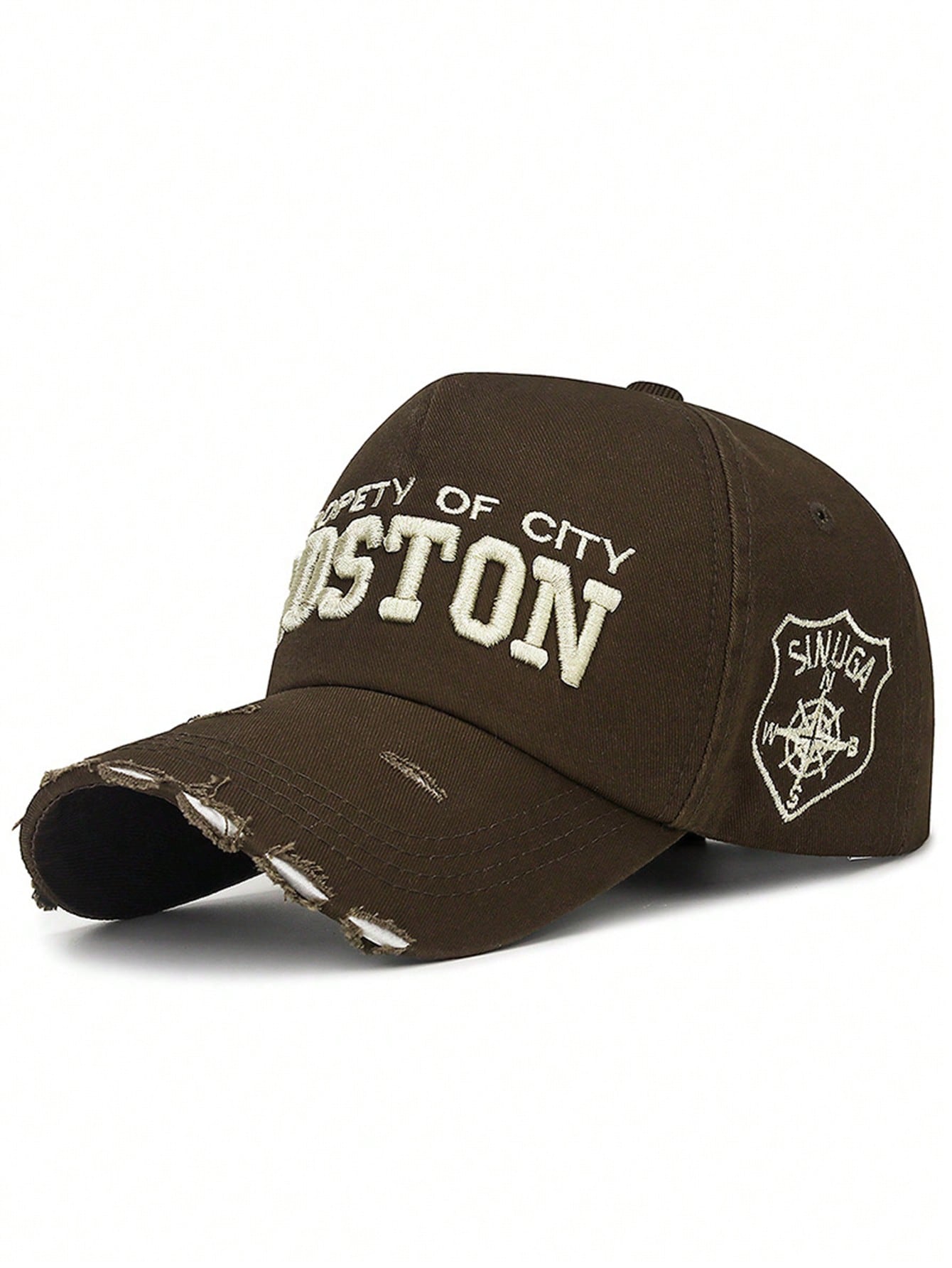casquette boston city brodee et efilochee marron