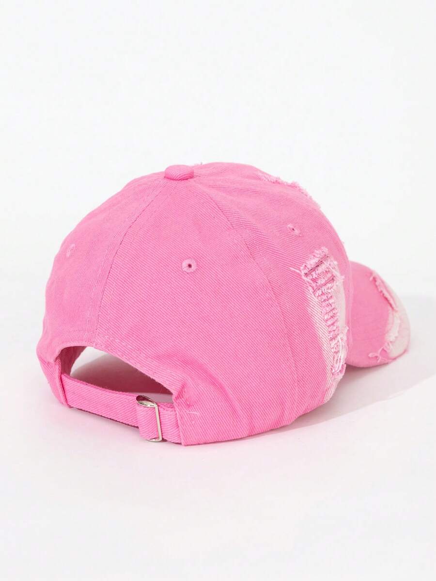 casquette delavee style efilochee rose de derriere