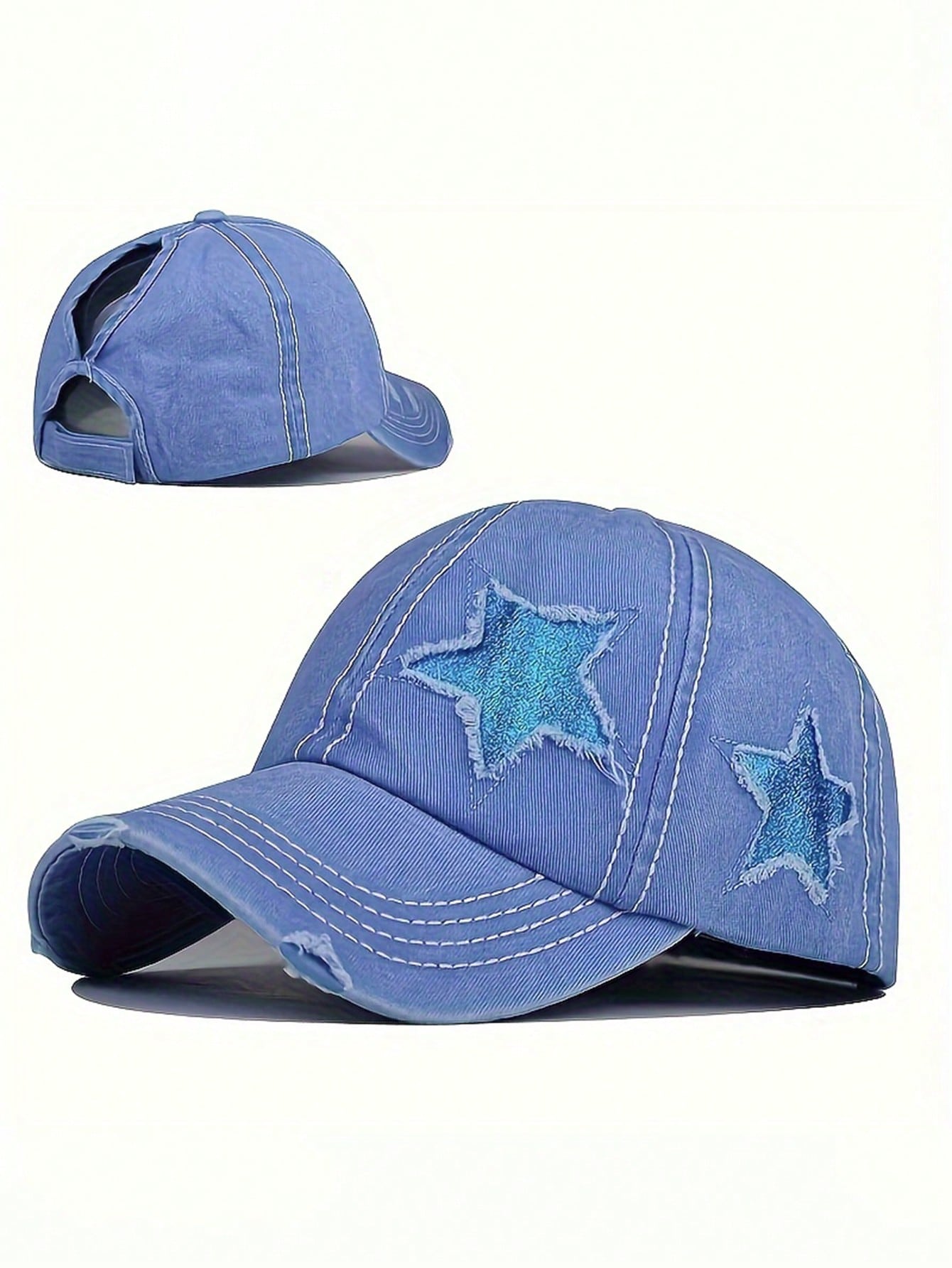 casquette femme etoile brodee effilochee violette