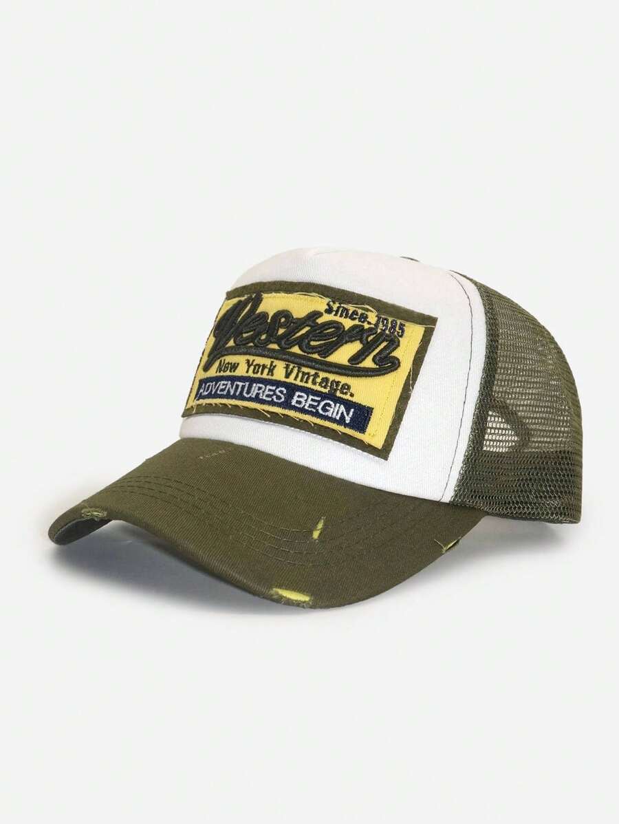 casquette western vintage brodee efilochee verte